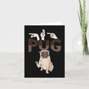 Tarjeta Gesto de mano ILY Pug ASL Conciencia sobre la pérd