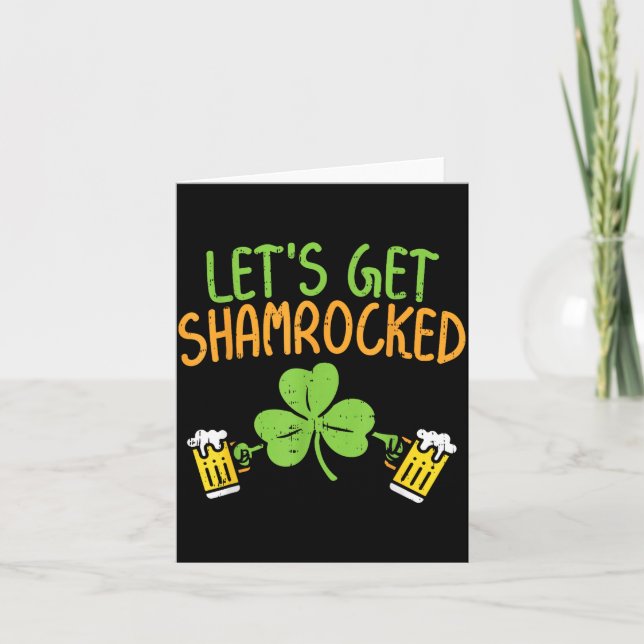 Tarjeta Get Shamrocked Funny St Patricks Day Irish Beer Dr (Anverso)