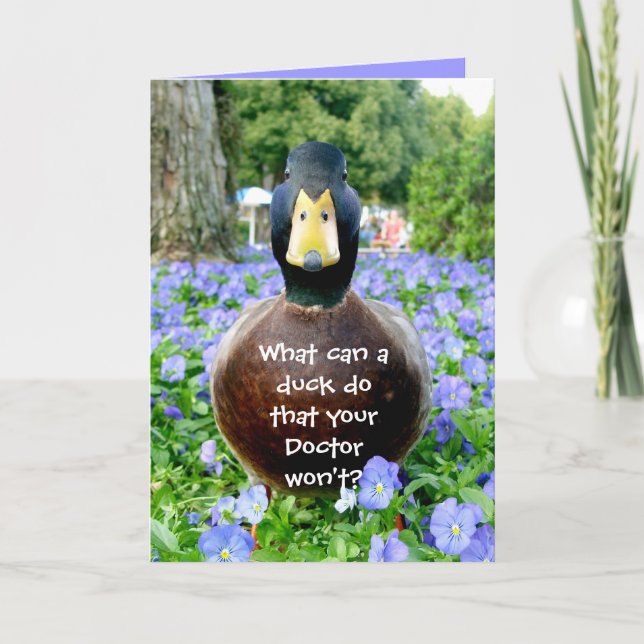 Tarjeta Get well card funny duck (Anverso)