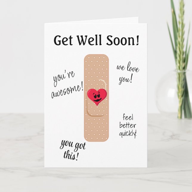 Tarjeta Get Well Card with Cute Bandaid (Anverso)