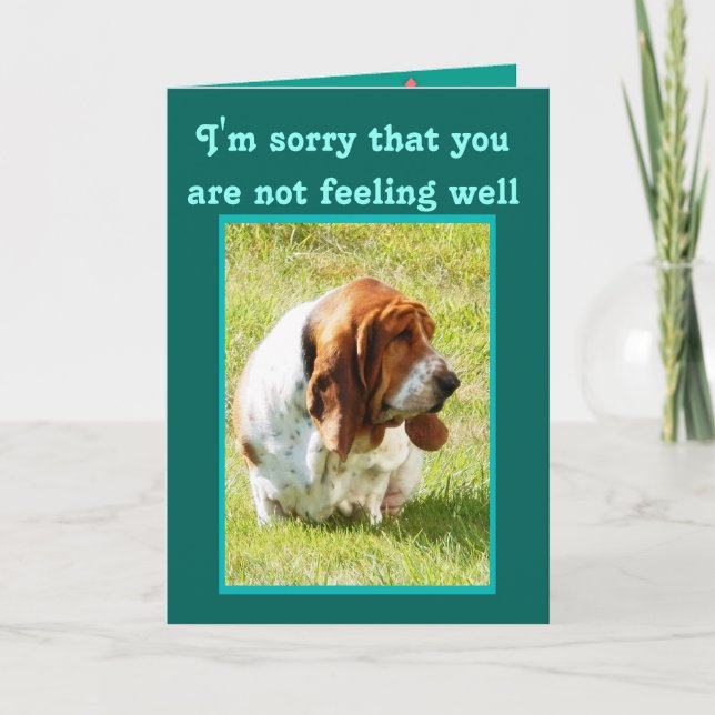 Tarjeta "Get Well" con sabor, pero Sad Basset (Anverso)