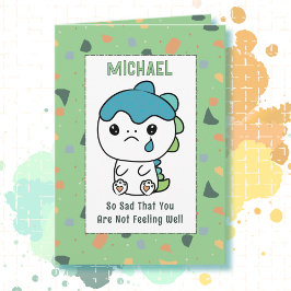 Tarjeta Get Well Cute Dinosaur Cartoon Funny Saying Child