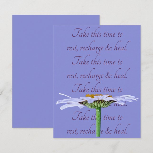 Tarjeta Get-Well de White Daisy Flower Blue Old Ma (Anverso / Reverso)