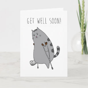 Tarjeta Get Well Feed Better: Hueso roto en un más