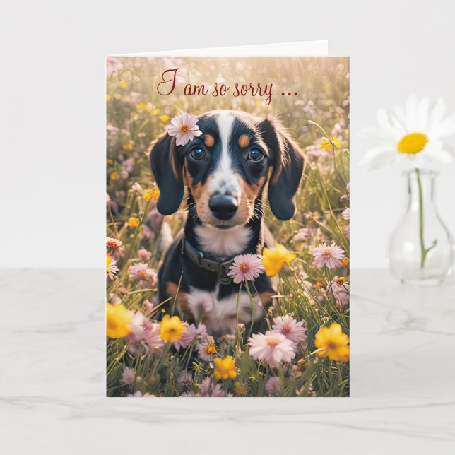 Tarjeta Get Well Feel Better Cute Dachshund Puppy  (Planta pequeña)