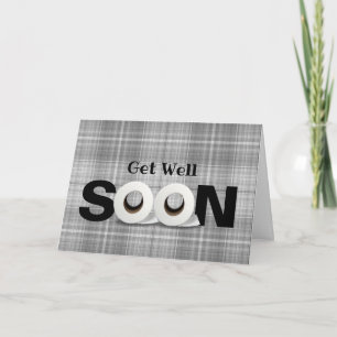 Tarjeta Get Well Pronto papel higiénico rodar chapa gris