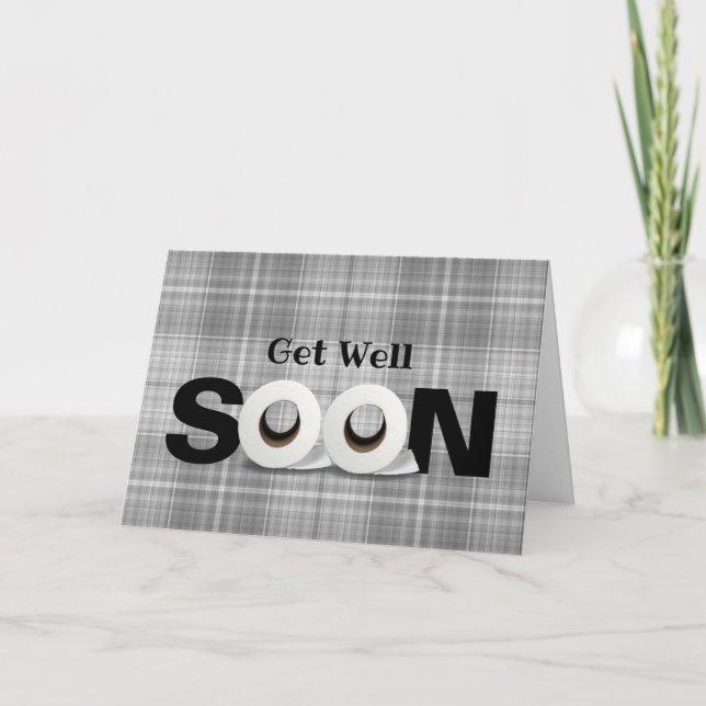Tarjeta Get Well Pronto papel higiénico rodar chapa gris (Anverso)