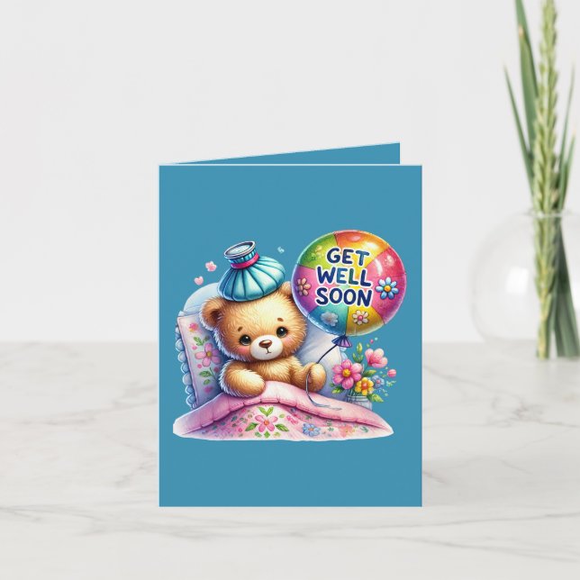 Tarjeta Get well soon bear add message  (Anverso)