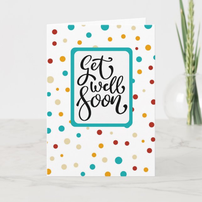 Tarjeta Get Well Soon - colorful dots (Anverso)