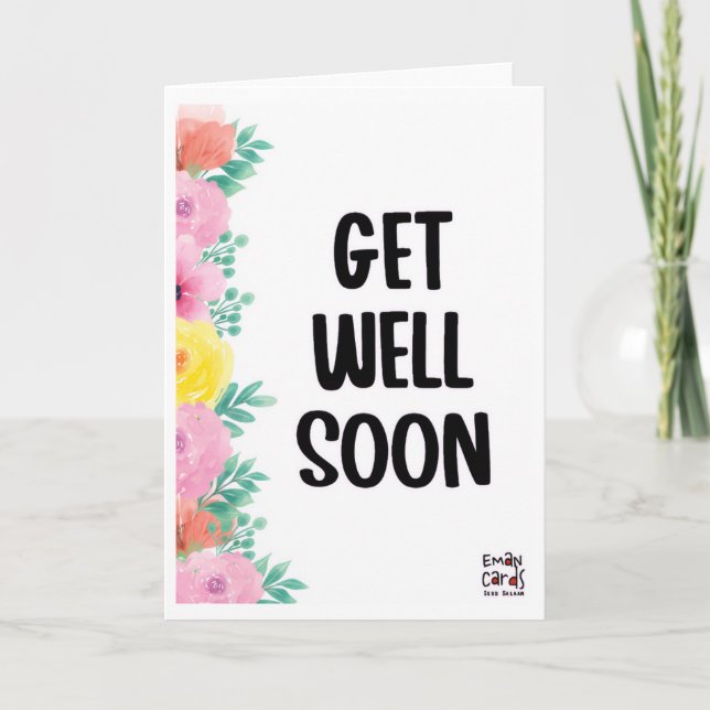 Tarjeta Get Well Soon - Colorful Flowers (Anverso)
