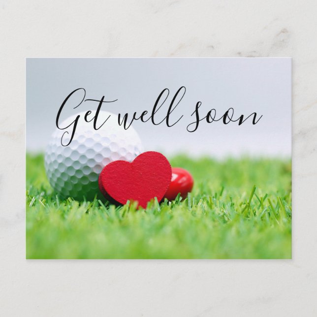 Tarjeta "Get Well Soon" para jugar golf con golf y (Anverso)