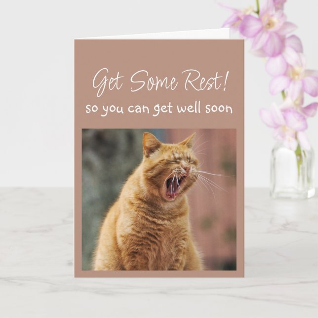 Tarjeta Get Well Soon Sleepy Yawning Cat Animal Fun (Orquídea)