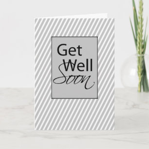 Tarjeta Get Well Taupe Stripe Business