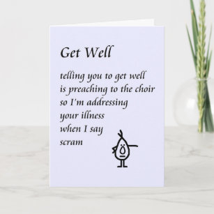 Tarjeta Get Well - un poema divertido de Get Well