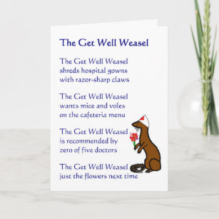 Tarjeta Get Well Weasel - un poema divertido para recupera