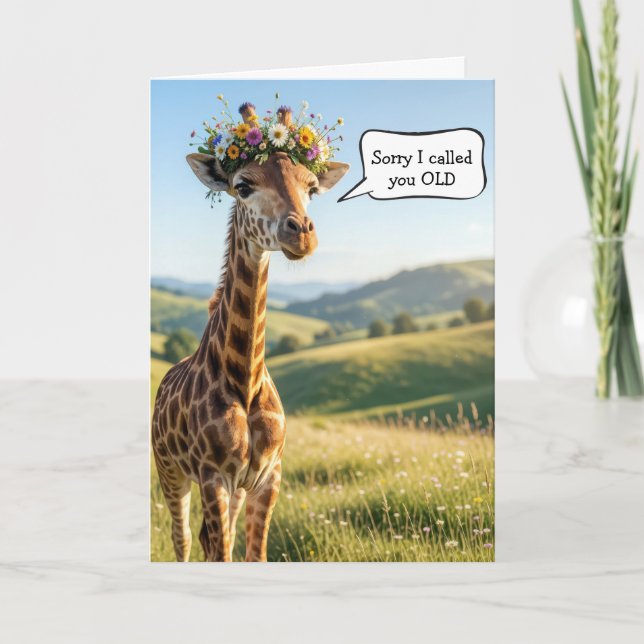 Tarjeta Getting Old Birthday Giraffe Humor (Anverso)
