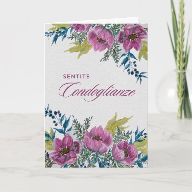 Tarjeta Ghirlanda di Anemoni - Sentite Condoglianze (Anverso)