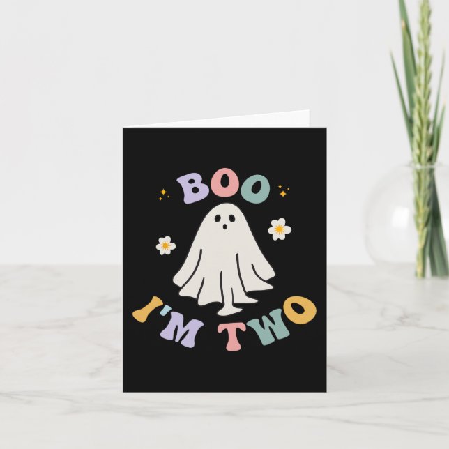 Tarjeta Ghost Boo Soy Dos Años Segundo Nacimiento Niños Ha (Anverso)