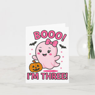 Tarjeta Ghost Boo Tengo 3 años, 3 años, niño pequeño Hal