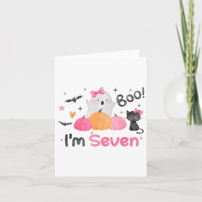 Tarjeta Ghost Boo Tengo 7 Años Halloween Niños 7 (Anverso)