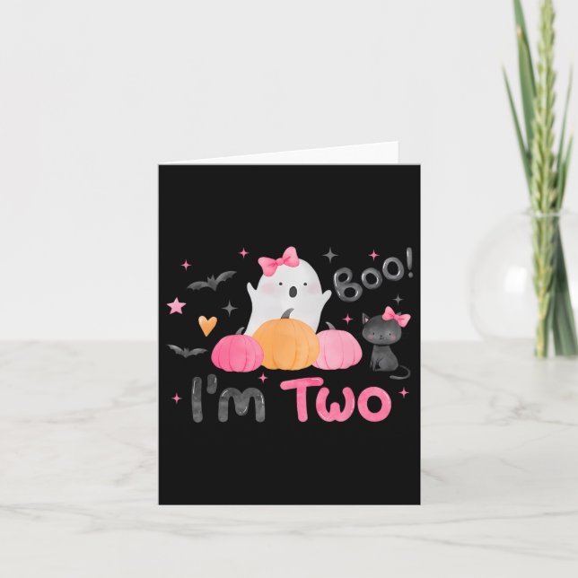 Tarjeta Ghost Boo Tengo dos niños de Halloween de 2 años (Anverso)