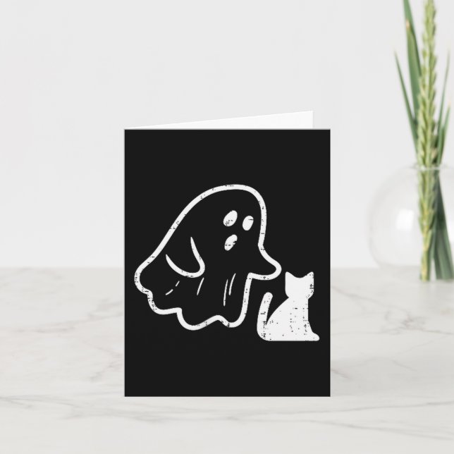 Tarjeta Ghost Cat Cket Funny Halloween Costume Men Women K (Anverso)