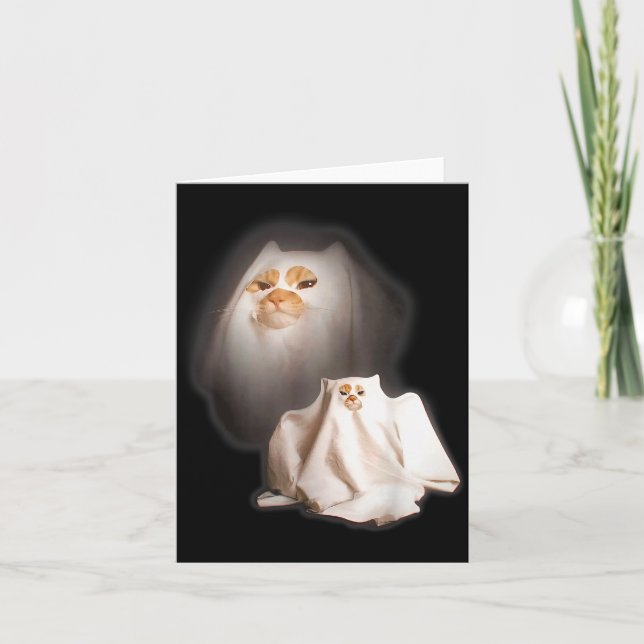 Tarjeta Ghost Cat Meme Funny Halloween Men Women Kids  (Anverso)