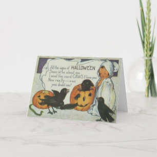 Tarjeta Ghost Crow Jack O Lantern Pumpkin Black Cat