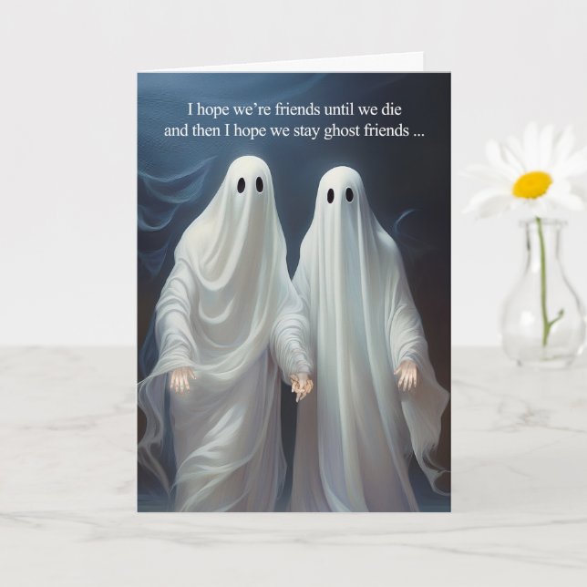Tarjeta Ghost Friends and Silly Message Funny Friendship (Planta pequeña)