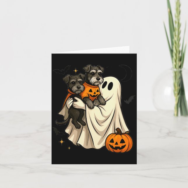 Tarjeta Ghost Miniature Schnauzer Dog Halloween  (Anverso)