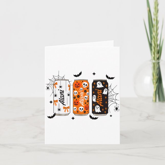 Tarjeta Ghost Pumpkin Sce Funny Halloween Energy Drink Can (Anverso)