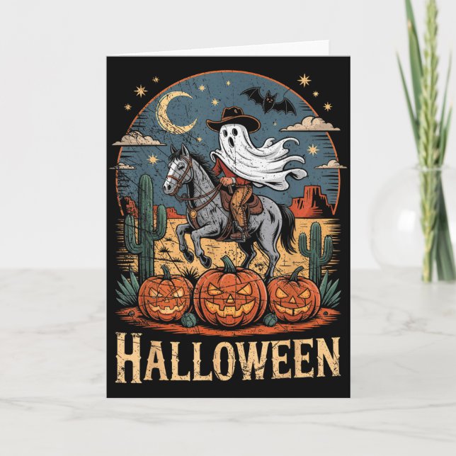 Tarjeta Ghost Riding Horse Halloween Season  (Anverso)