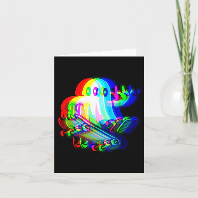 Tarjeta Ghost Trippy Vaporwave Halloween Techno Rave Edm M (Anverso)