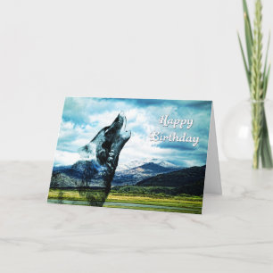 Tarjeta Ghost wolf howling Birthday card