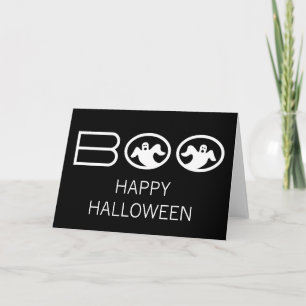 Tarjeta Ghostly Boo Halloween, blanco y negro