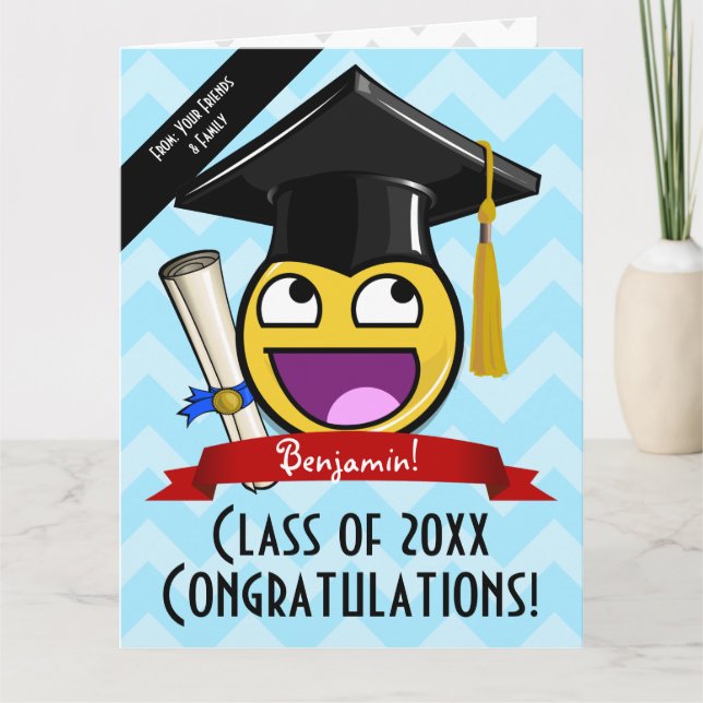 Tarjeta Giant Awesome Face Graduation Personalizado Big Ca (Anverso)
