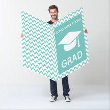 Giant Felicitaciones Grad Aqua Chevron Card