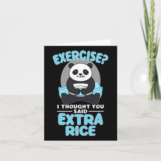 Tarjeta Giant Panda Funny Gym Workout Dice Alimentos Fitne (Anverso)