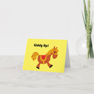 Tarjeta Giddy Up Brown Saddle Horse, el Personalizado de u