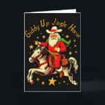 Tarjeta Giddy Up Jingle Caballo Divertido Retro Santa Vaqu<br><div class="desc">Giddy Up Jingle Caballo Divertido Retro Santa Vaquero Navidad</div>