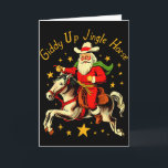 Tarjeta Giddy Up Jingle Caballo Divertido Retro Santa Vaqu<br><div class="desc">Giddy Up Jingle Caballo Divertido Retro Santa Vaquero Navidad</div>