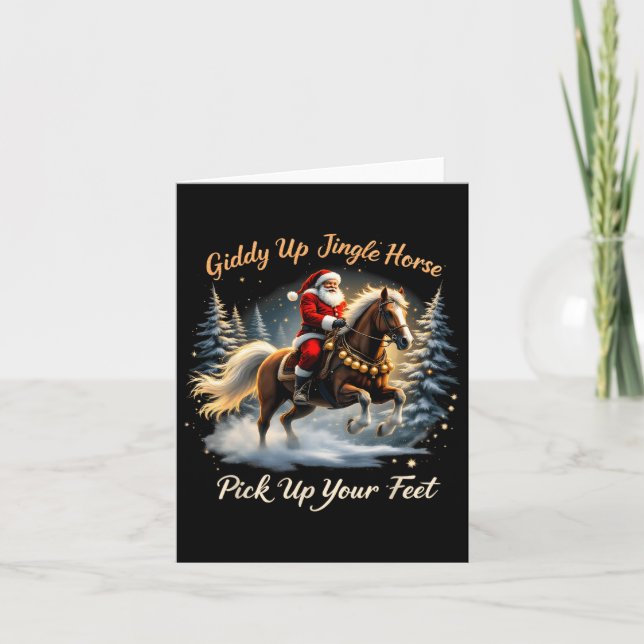 Tarjeta Giddy Up Jingle Horse Coge Tus Pies Nochebuena San (Anverso)