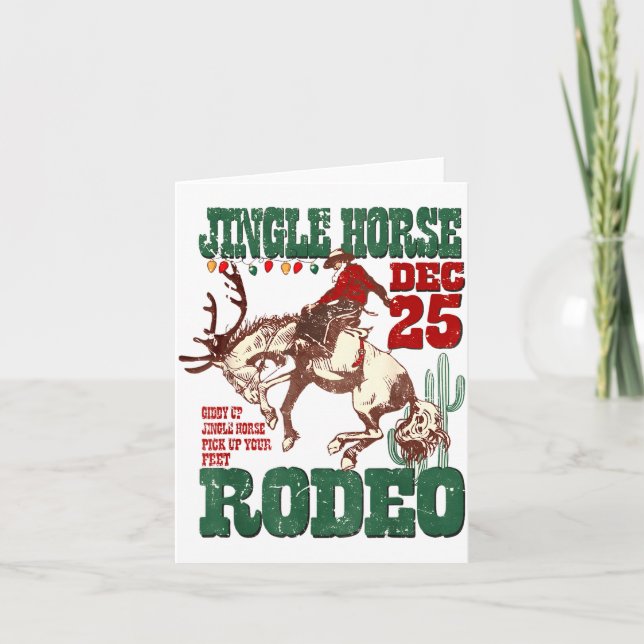 Tarjeta Giddy Up Jingle Horse Santa Cowboy Western Christm (Anverso)