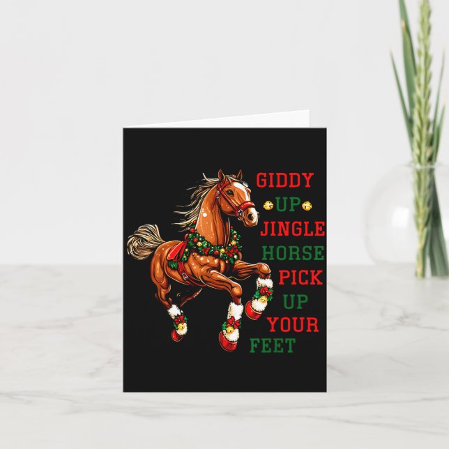 Tarjeta Giddy Up Jingle Horse Western Christmas Horse Coun (Anverso)