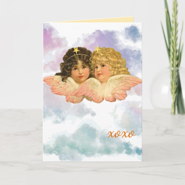 TARJETA GIFT BAG TWIN ANGELS IN PASTELS  (Anverso)