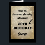 Tarjeta Gigante Personalizado Sparkly 80th Birthday Card<br><div class="desc">Gigante de lujo personalizado brillantemente Feliz 80 cumpleaños tarjeta.</div>