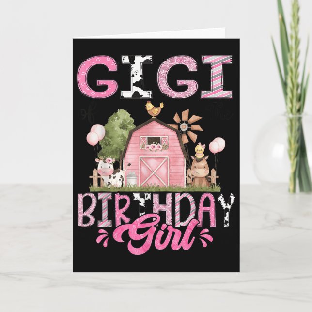 Tarjeta Gigi Of The Birthday Girl Cute Farm Cow Birthday G (Anverso)