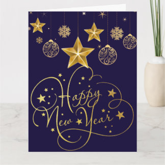 Tarjeta Gilded Midnight New Year’s Eve Card Luxury blue