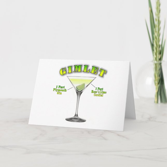 Tarjeta Gimlet Martini Cocktail Recipe Art (Anverso)