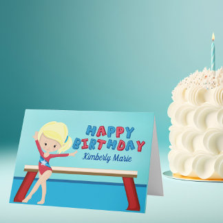 Tarjeta Gimnasia Chica Cute Gimnast Personalizado Cumpleañ
